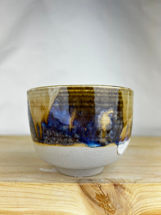 Blue wood cup